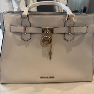 Michael Kors Cream Satchel with Gold Accents